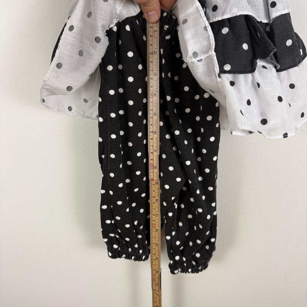 Vintage Polka Dot Ruffle Tunic and Bloomer Set Black White Kids 2-Piece - Picture 6 of 6